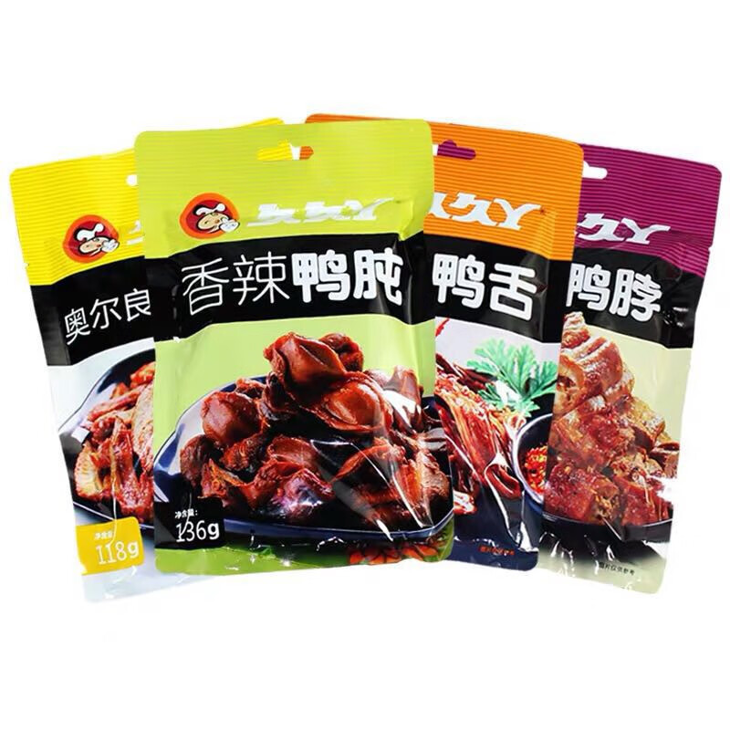 久久丫中袋裝薄豆干鴨脖鴨翅鴨舌真空獨(dú)立包裝休閑辦公零食 微辣鴨脖110g