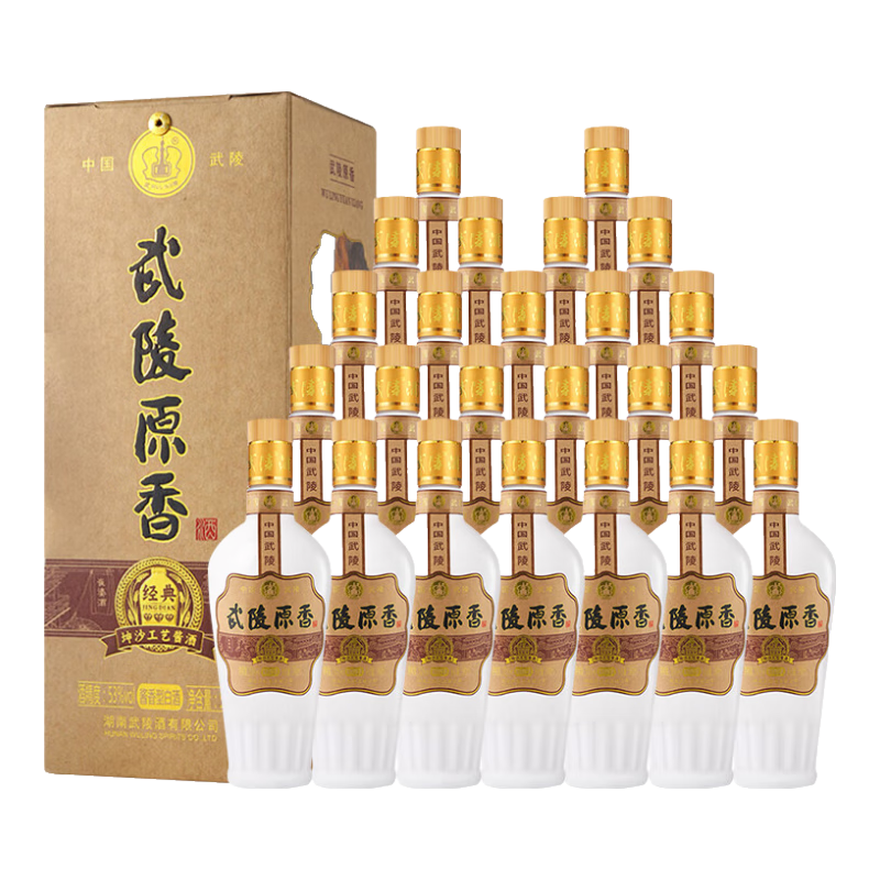 武陵酒【中秋送禮】原香飄香53度醬香型白酒大曲坤沙陳釀窖藏湖南名酒 53度 500mL 24瓶 四箱裝（買(mǎi)4箱發(fā)5箱）
