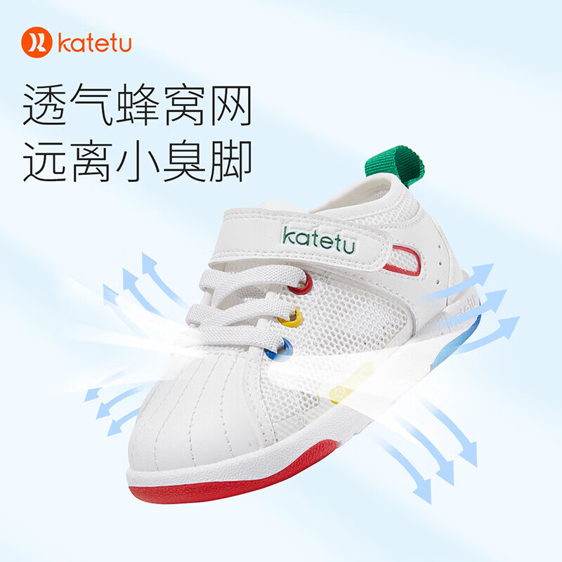 卡特兔婴儿学步鞋春季新款童鞋网面小白鞋贝壳头软底防滑步前机能鞋透气 白粉 19 内长12.0cm 脚长11.0-11.5
