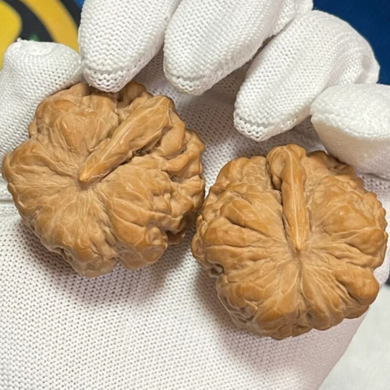 御文者精品文玩核桃滿天星獅子頭百花山盤玩把玩手把件練手球古玩麻核桃 異形丨一帆風順丨肚40mm+六件套