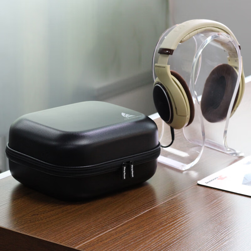 丰帆（FengFan） 适用于森海塞尔头戴式耳麦收纳包HD650/HD660S/HD400Pro/HD560S/HD600耳机盒抗压保护壳 斜纹黑(带手提+固定绑带)