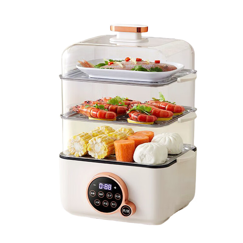 SPUCR苏泊电蒸锅家用大容量蒸煮炖一体四层不锈钢多功能锅预约电火锅蒸笼包子蒸鱼 【升级款】四层大容量(智能预约可煮火锅)质保一年