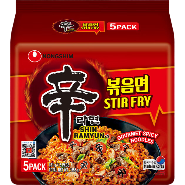農心(NONGSHIM)韓國進(jìn)口 辣炒面拌面 五連包131g*5