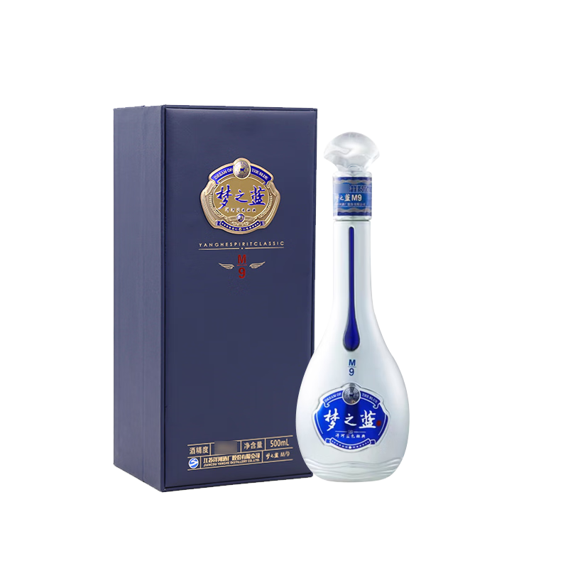 plus会员：洋河 梦之蓝M9 新版 绵柔浓香型白酒52度 500ml*1瓶（年份随机）