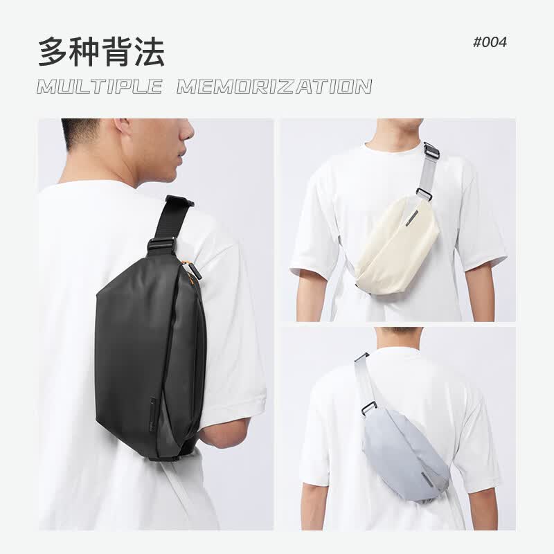 inateck斜挎包男女大容量单肩包胸腰包休闲运动手机收纳包 升级款 | 幻夜黑 | 礼盒装(三防面料 防水防油污)