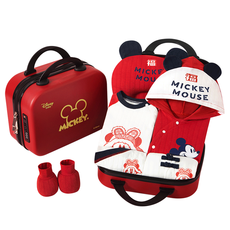 迪士尼（Disney）嬰兒衣服新生兒禮盒套裝春夏季剛出生初生寶寶滿月見面禮用品 【密碼箱】米奇四季26件套 59cm （0-3個月）滿月禮