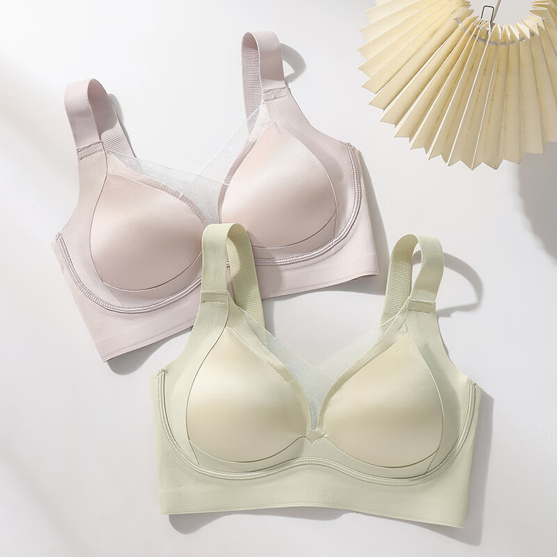 欧迪芬文胸无痕内衣女薄款无钢圈聚拢防下垂收副乳胸罩 肤色+黑色 L