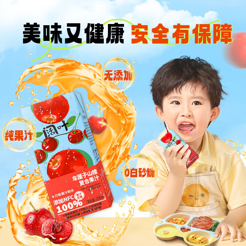 天地壹号 阔叶车厘子山楂果汁饮料0香精0防腐剂 250ml*10盒