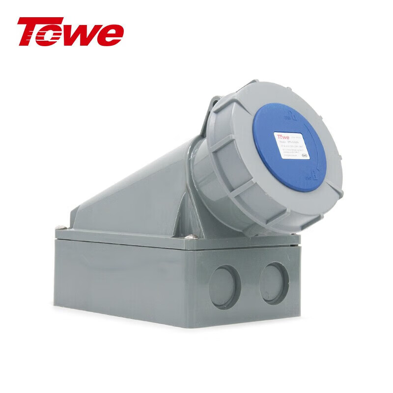 TOWE同為IP67防浸防塵63A工業(yè)插頭插座和連接器 三芯四芯五芯63A工業(yè)附加裝置插頭插座 IPS6-S363S 三芯明裝插座