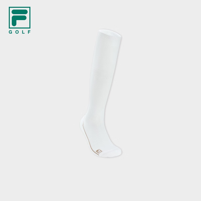 斐樂（FILA）官方女襪及膝襪冬季新款高爾夫運動襪子舒適小腿襪 玉石白-WT XS