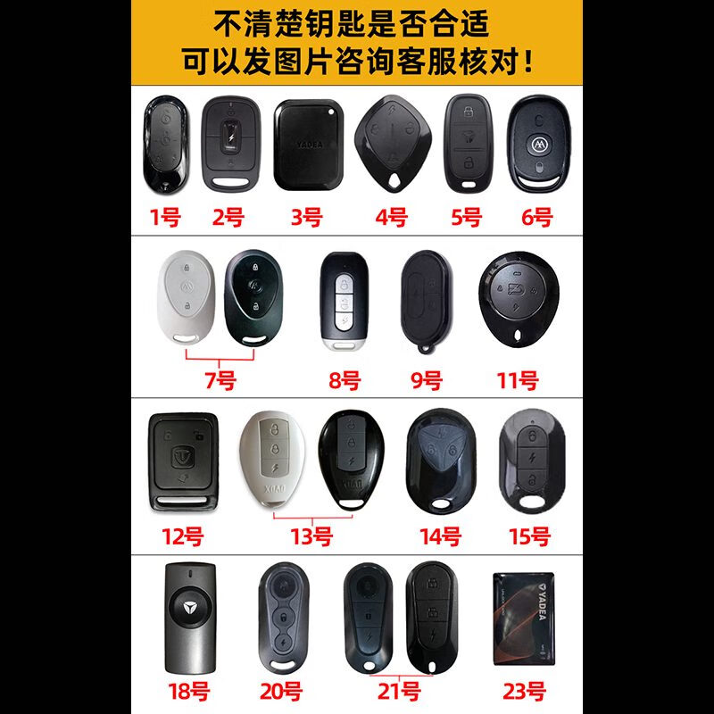 春归适用雅迪M10电动车钥匙套m20d m30 m40 m50 M85冠能t15电瓶车包壳 车钥匙型号对照图不清楚钥匙是