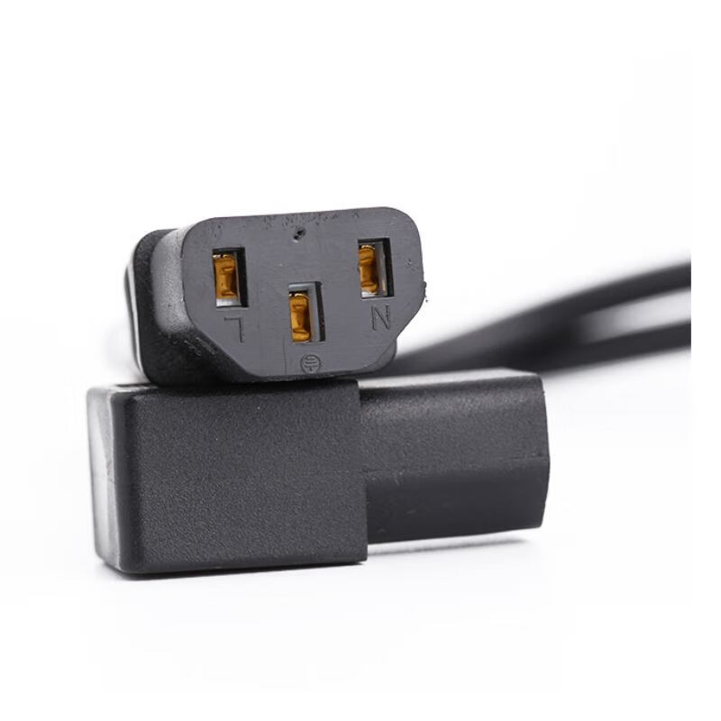 春程三插电源线电源线三孔连接线一分二短线 一拖二三插品字头 无氧纯铜芯1MM粗线芯适用电脑显示器