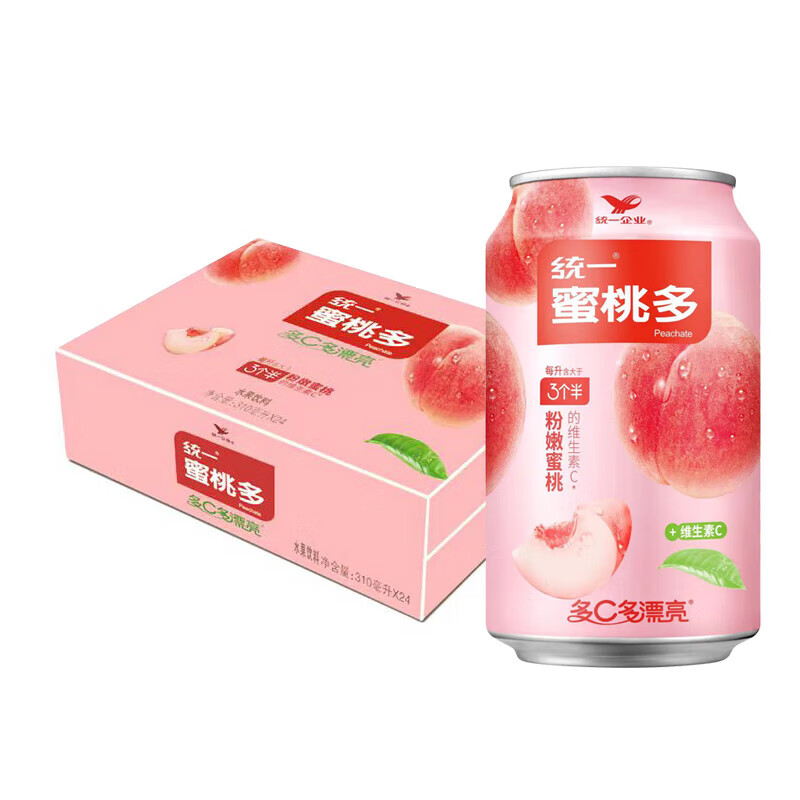 统一蜜桃多水果饮品310ml*12罐易拉罐整箱24罐装桃汁饮料 蜜桃多【310ml*12罐】