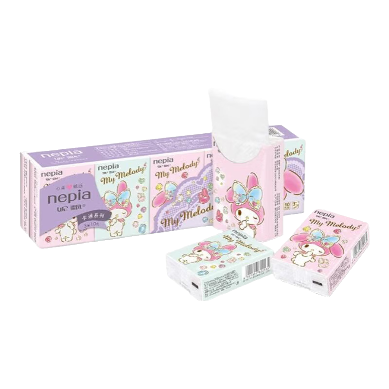 妮飘卡通IP联名美乐蒂迷你纸手帕家用纸巾3层10抽*10包 10抽*10包*3条