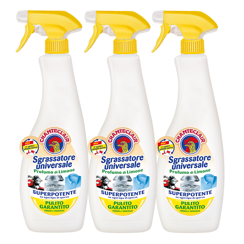 大公雞管家（CHANTE CLAIR）意大利進(jìn)口油污清潔劑 廚房神器油煙機(jī)清洗劑 多功能清潔劑油污凈 檸檬香600ml*3瓶