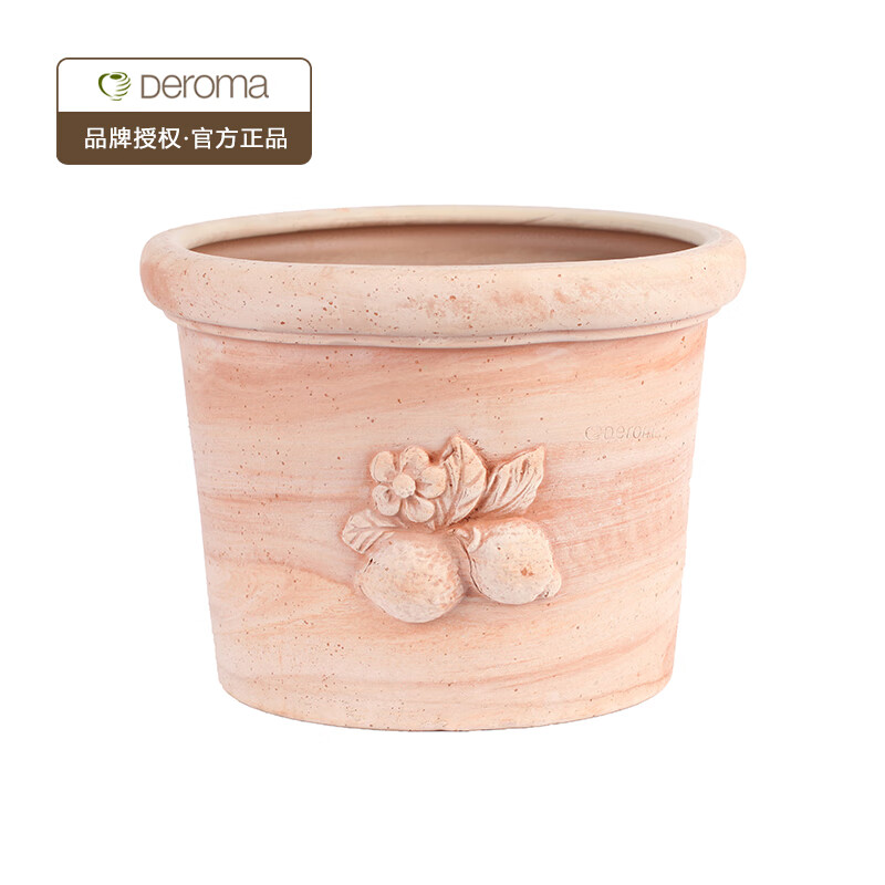 DEROMA帝羅馬進(jìn)口陶盆西西里檸檬浮雕花盆手工盆庭院植物裝飾種植盆 【進(jìn)口浮雕陶盆】圓柱型盆 23cm