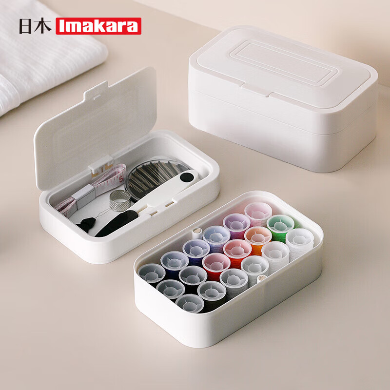Imakara针线盒套装针线包家用结实全套手缝线缝衣针缝纫线顶针皮尺针 针线收纳盒 1盒