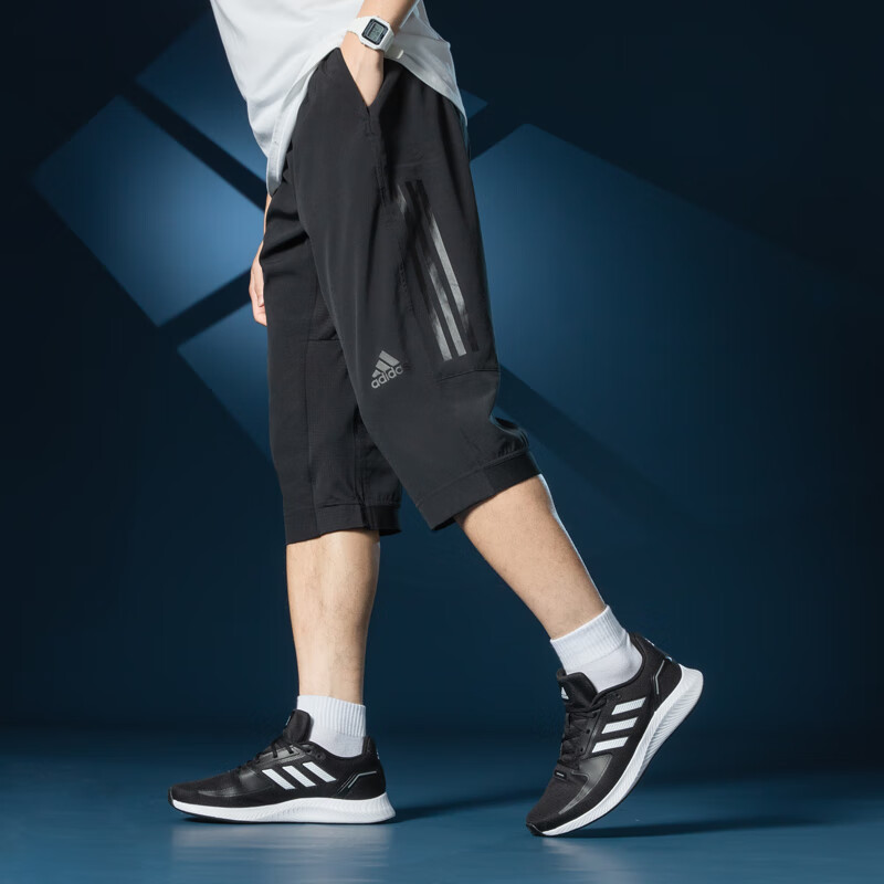 阿迪达斯 （adidas）短裤男七分裤夏季速干中裤透气跑步梭织运动裤男 BK0982/速干 梭织 S 120-135斤