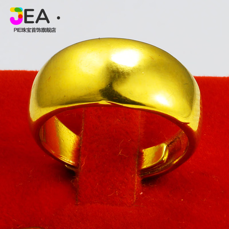 Jea.Pie矿石金戒指金黄男女情侣对戒子光面光圈活口素圈大气简单沙l金指 女款普通款