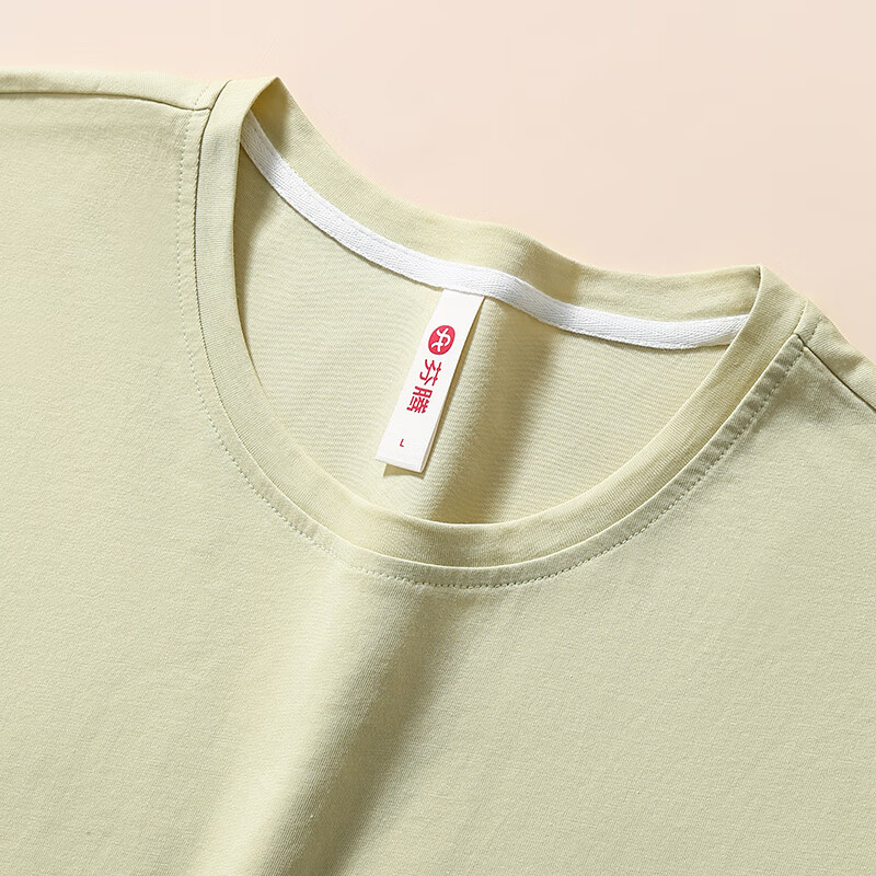 芬腾睡衣女士纯棉夏季薄款短袖七分裤休闲夏天清新熊猫家居服套装 芥末绿 L 建议110-125斤