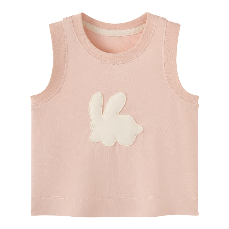 babycare山茶花背心兒童無(wú)袖夏季寶寶衣服外穿打底衫上衣 云粉色 110 