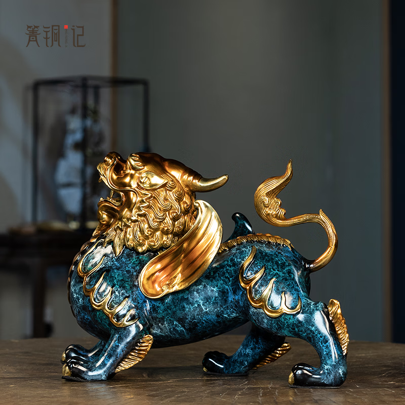 箐铜记《招财进宝》飞天貔貅一对铜摆件家居装饰品客厅玄关礼品 飞天霸王貔貅一对 大号 新中式