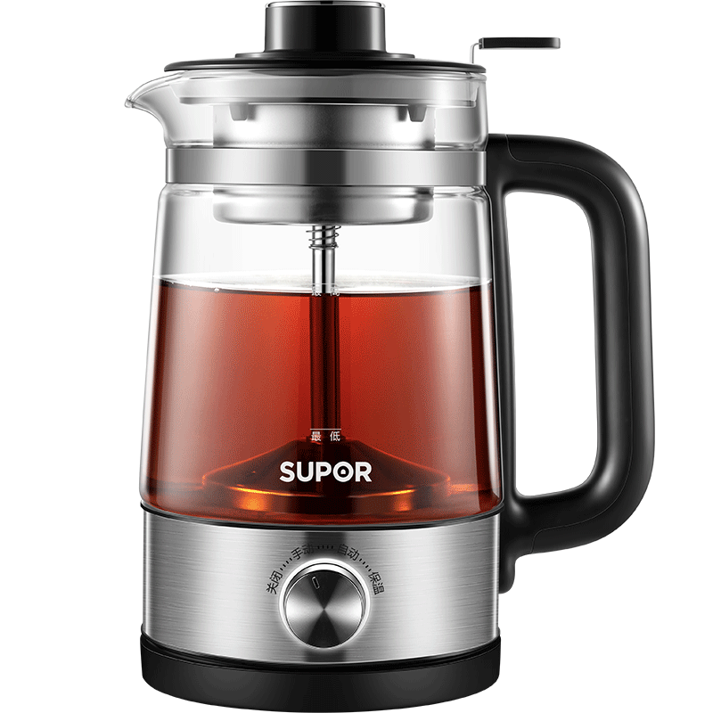 苏泊尔（SUPOR）养生壶蒸汽喷淋复古煮茶器煮茶壶泡茶烧水壶办公家用电热水壶保温玻璃花茶壶304不锈钢SW-10C05