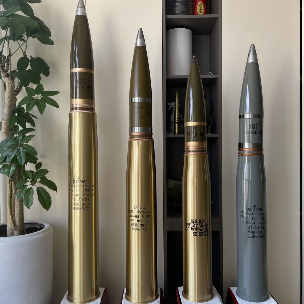 斯辰炮弹工艺品炮弹壳底座退役老兵模型客厅办公室铜摆件军人纪念品