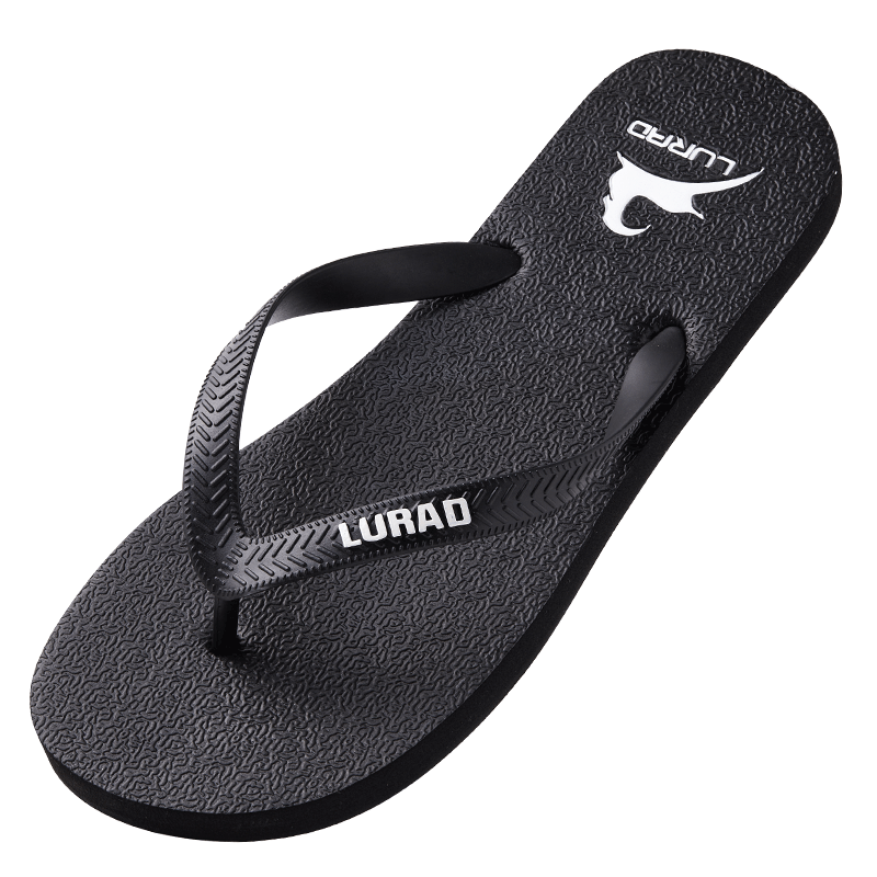 LURAD人字拖男士夏季夾腳拖潮流簡約黑色沙灘外穿涼拖鞋 黑色 45-46