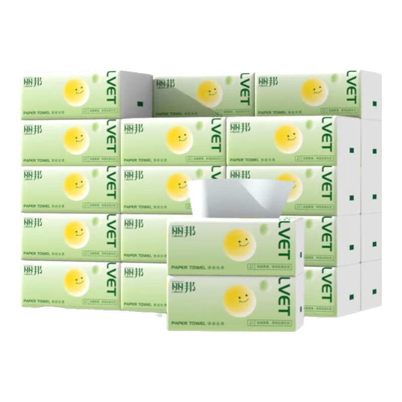 丽邦抽纸家用纸巾抽纸整箱实惠装餐巾纸卫生纸家庭装婴儿擦手纸抽 【120*175】 4层 300张*12包