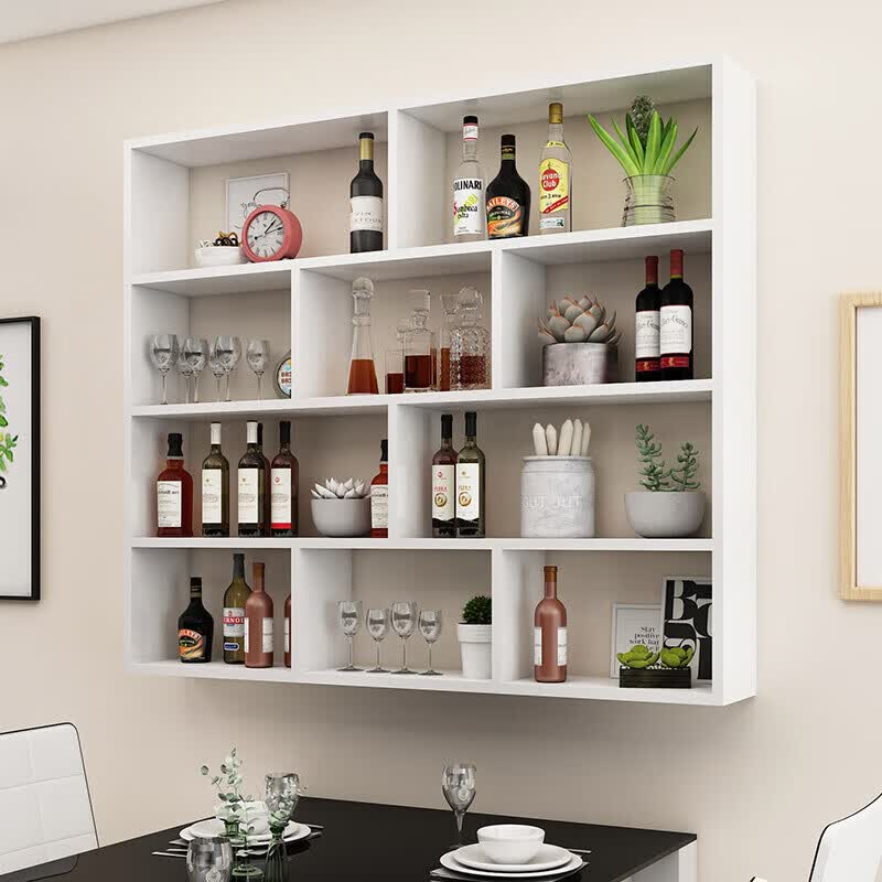 高品质墙上置物架墙壁壁挂式简易墙面酒架酒柜餐厅饭店悬挂红酒 红色