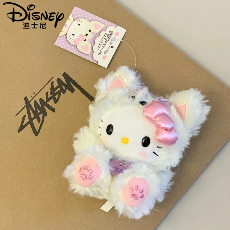 迪士尼(Disney)小狐狸hellokitty毛绒挂件包包书包公仔玩偶可爱kt女友礼物小饰品 小狸耳朵kitty挂件