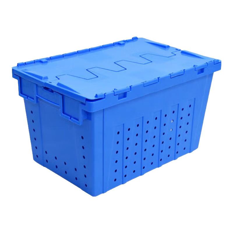 飛羽勝加厚熟膠箱斜插箱物流箱帶蓋運(yùn)輸斜插箱大號醫(yī)療配送收納箱 600-360斜插箱（圓眼藍(lán)）