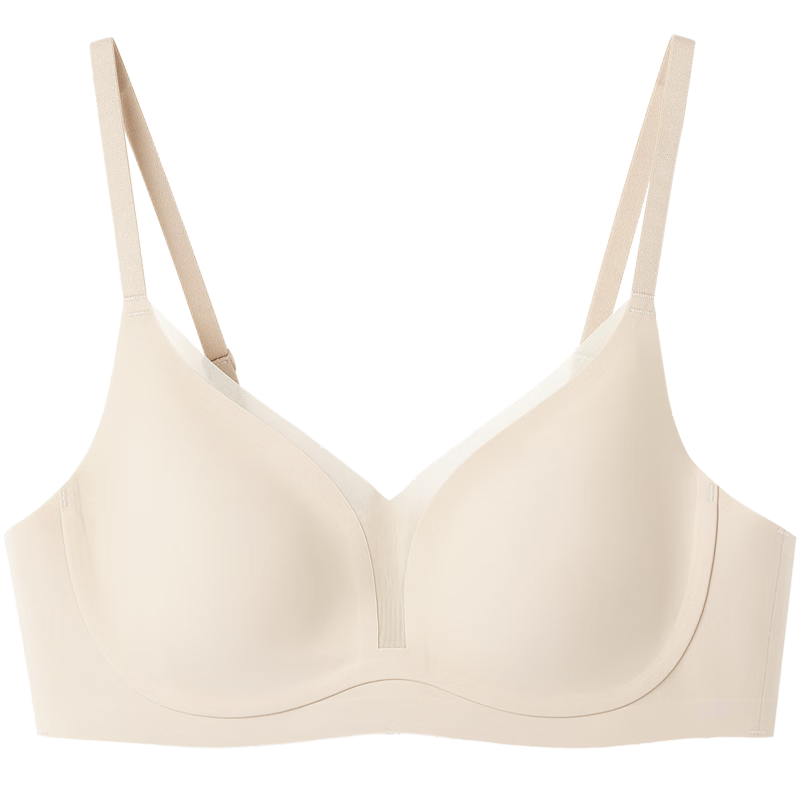 ubras轻盈网纱桃花杯大杯大胸显小女细肩带内衣文胸无钢圈胸罩 燕麦奶色 M