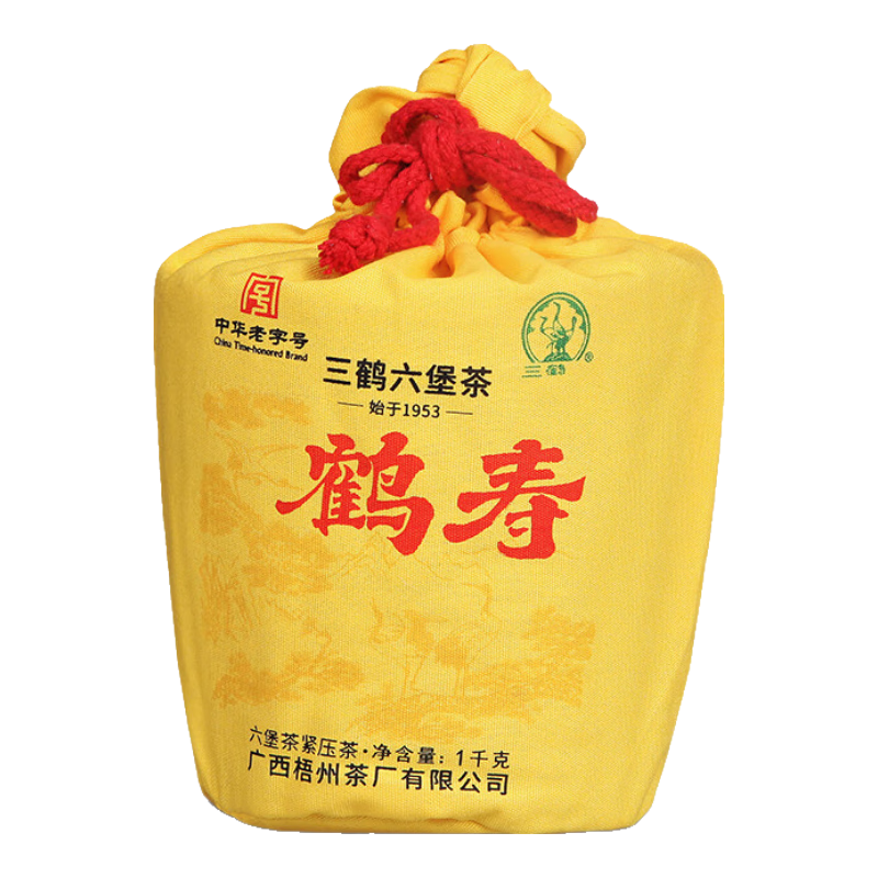 三鹤六堡茶[鹤寿]显金花 2022年特级1千克 原箩紧压黑茶广西梧州茶厂