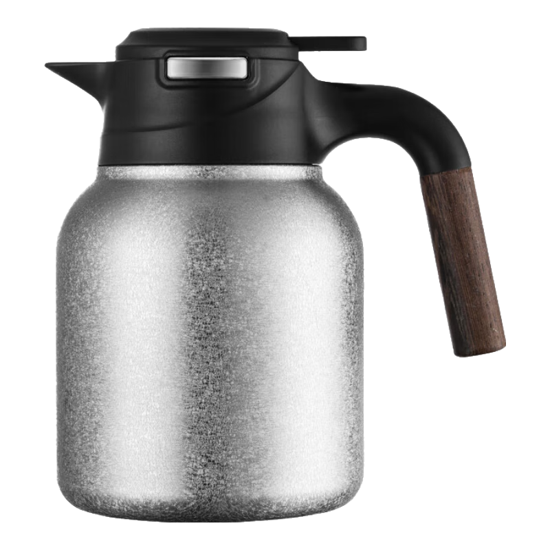 利格纯钛焖茶壶大容量1.5L家用保温壶机械显温闷泡壶办公室泡茶壶定制 纯钛焖茶壶-银色 1.5L +2个茶杯