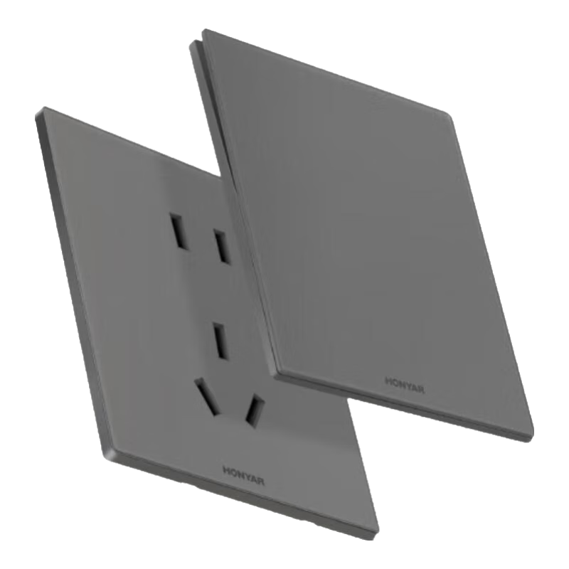 鴻雁E9超薄啞光膚感開(kāi)關(guān)插座面板家用86型雙控五孔暗裝墻壁 E9灰色 電腦電視插座(六類(lèi))
