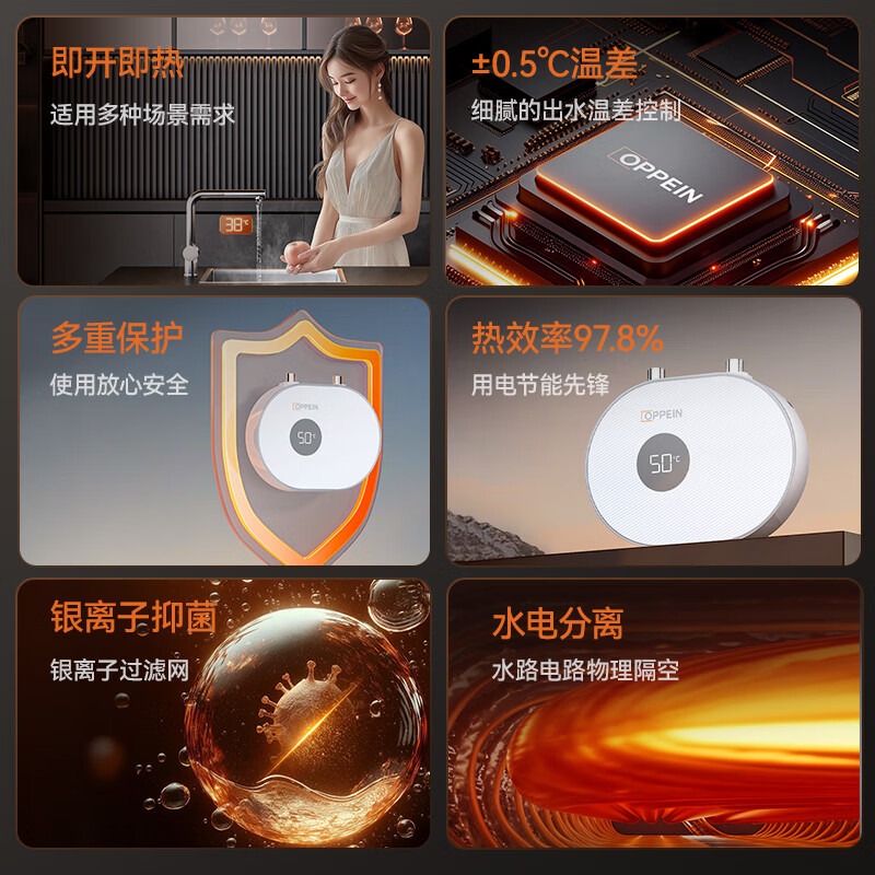 欧派(OPPEIN)小厨宝电热水器即热式 5500W变频家用恒温免储水厨房卫生间小型迷你过水热水宝 上门安装以旧换新 5500W OPP-H55M5