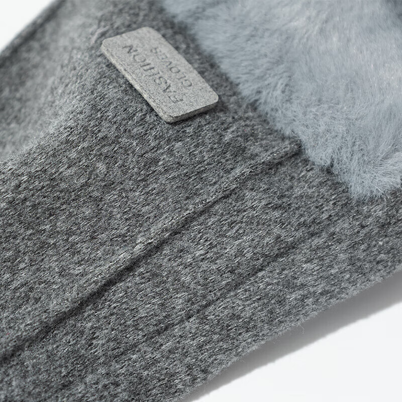 达芬奇密码 秋冬季开车可触屏加绒保暖防风防寒手套女 毛口 灰色 均码