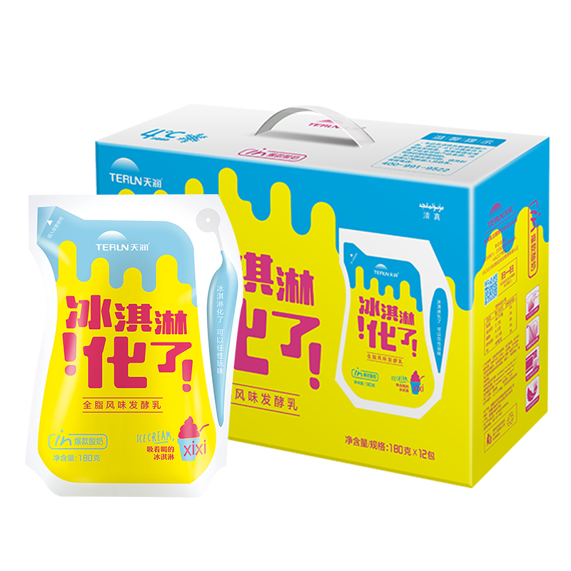 TERUN 天润 冰淇淋化了 全脂风味发酵乳 180g*12袋