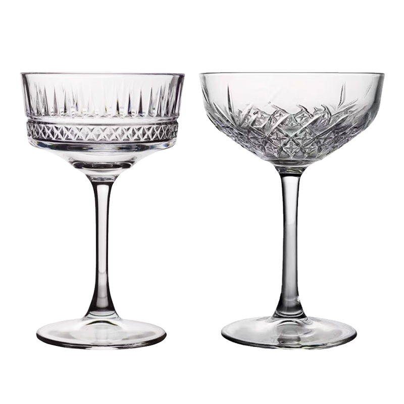 青蘋(píng)果雕花水晶玻璃馬天尼雞尾酒杯250ml兩只 女士莫吉托香檳酒杯紅酒杯