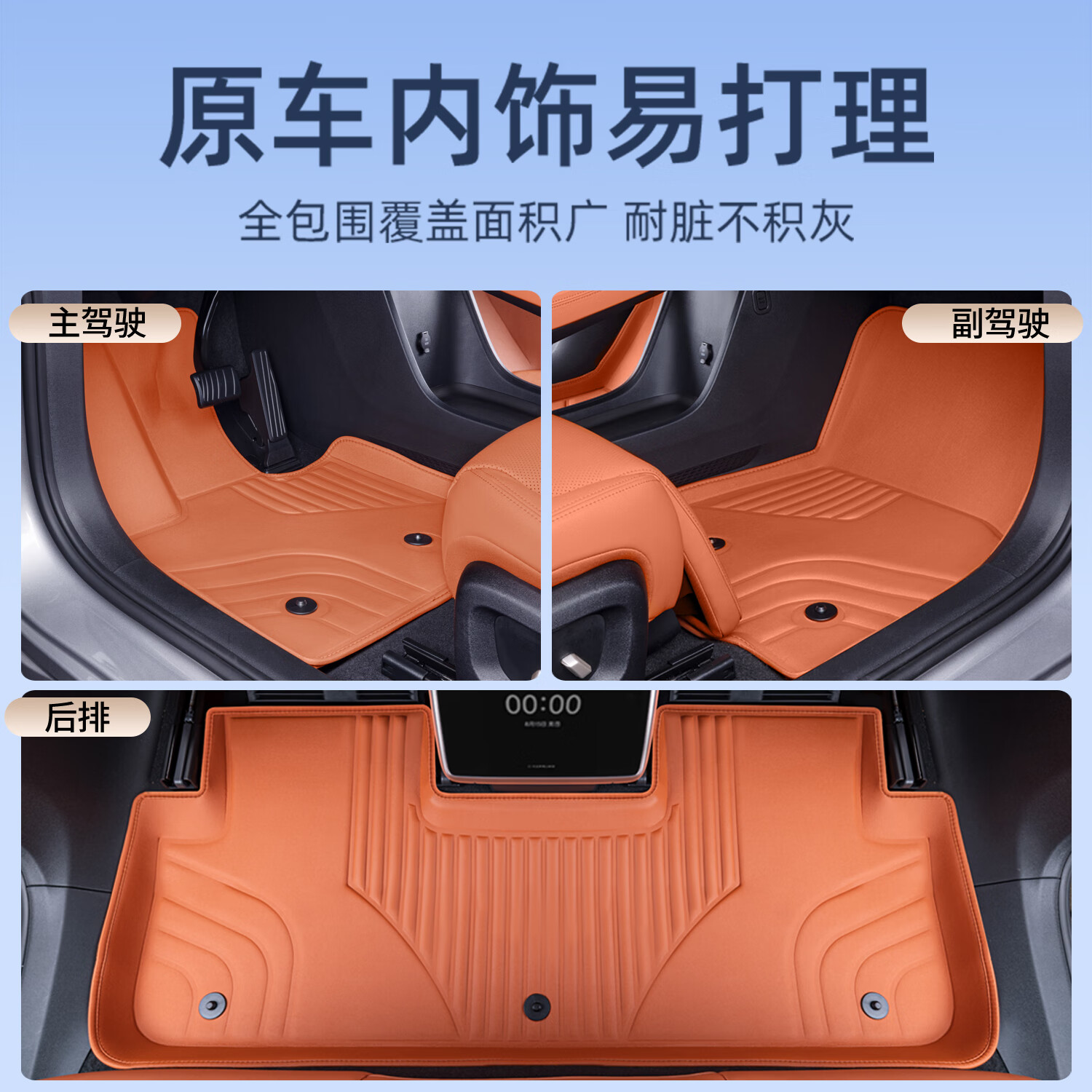 琨耿适用蔚来乐道L60脚垫包围双层丝圈地毯新款车垫汽车用品 乐道L60米白色单层脚垫7D防水