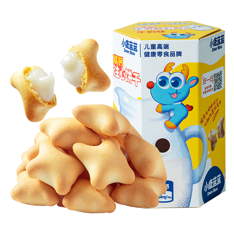 小鹿蓝蓝任选高钙DHA注心饼干牛奶味60g 宝宝儿童高钙注心饼干0反式脂肪酸