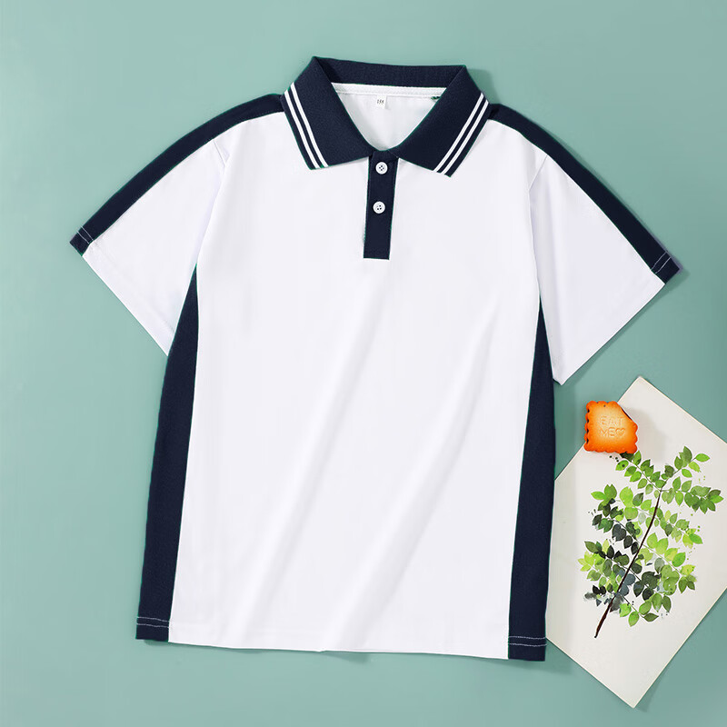 缀樱梅州中学校服 套装深蓝色拼白校服短袖校裤休闲运动校园风班服夏