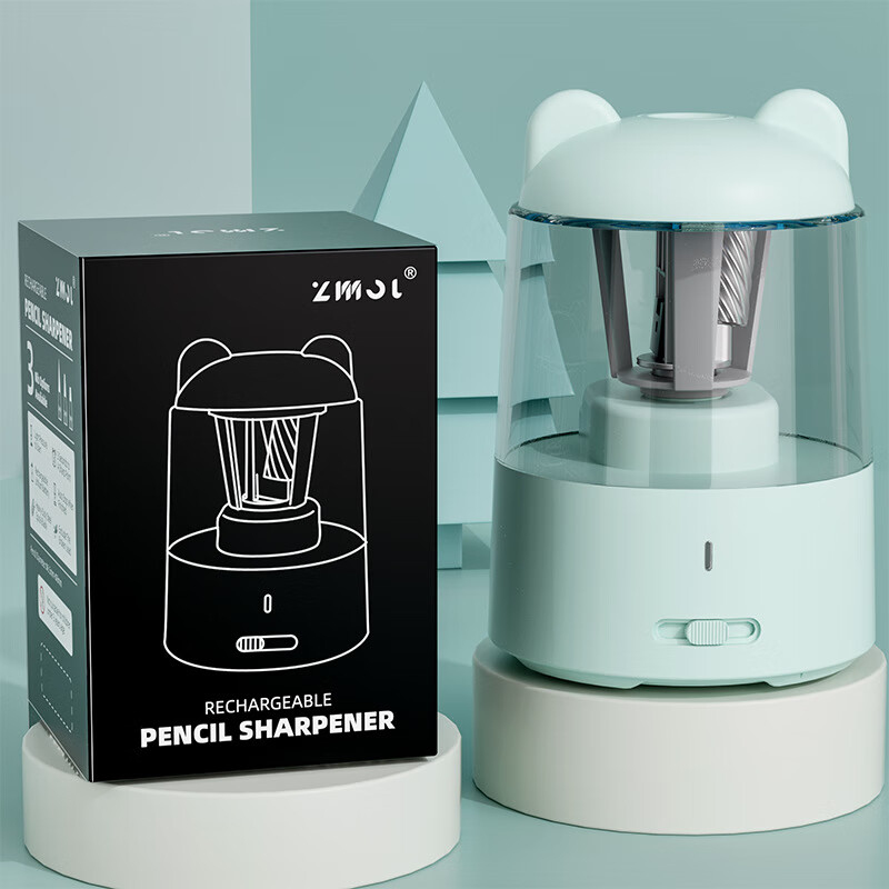 宗茂小學(xué)生電動削筆器充電自動轉(zhuǎn)筆刀卡通卷筆刀便攜削筆刀學(xué)習(xí)文 藍(lán)色-充電版【英文包裝】【日本不可出售】