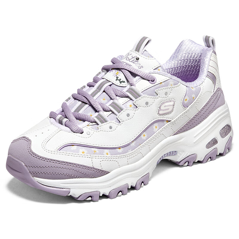 斯凯奇（Skechers）女鞋春秋2025新款厚底增高老爹鞋熊猫鞋轻便潮流百搭运动鞋休闲鞋 896180-WLV 36