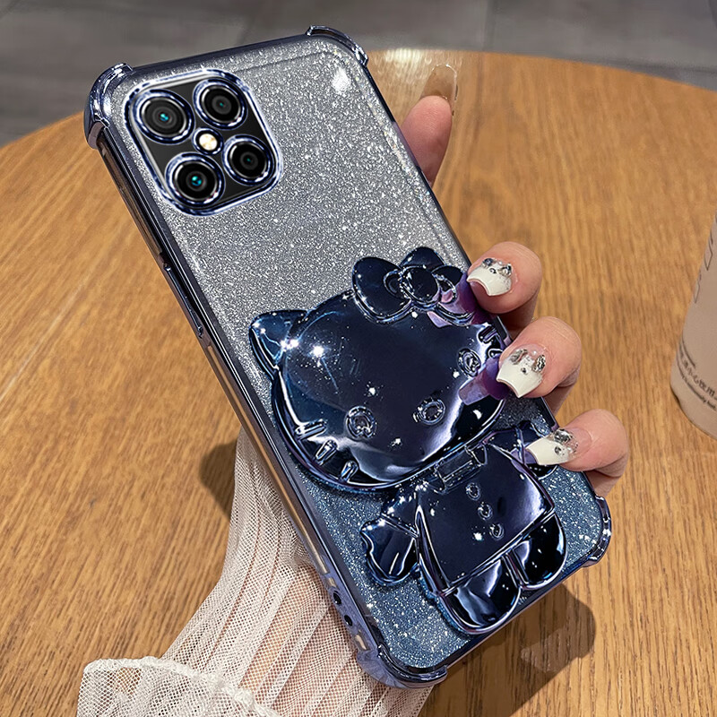 优瞐华为nzoneS7pro十手机壳zones7por保护5G硅胶套SP300全包s7防摔透明软壳nzone带支架女镜子加智选 【闪粉-玫瑰金】自带镜头膜全屏钢膜+KT猫化妆1 华为智选 NZONE S7 Pro+