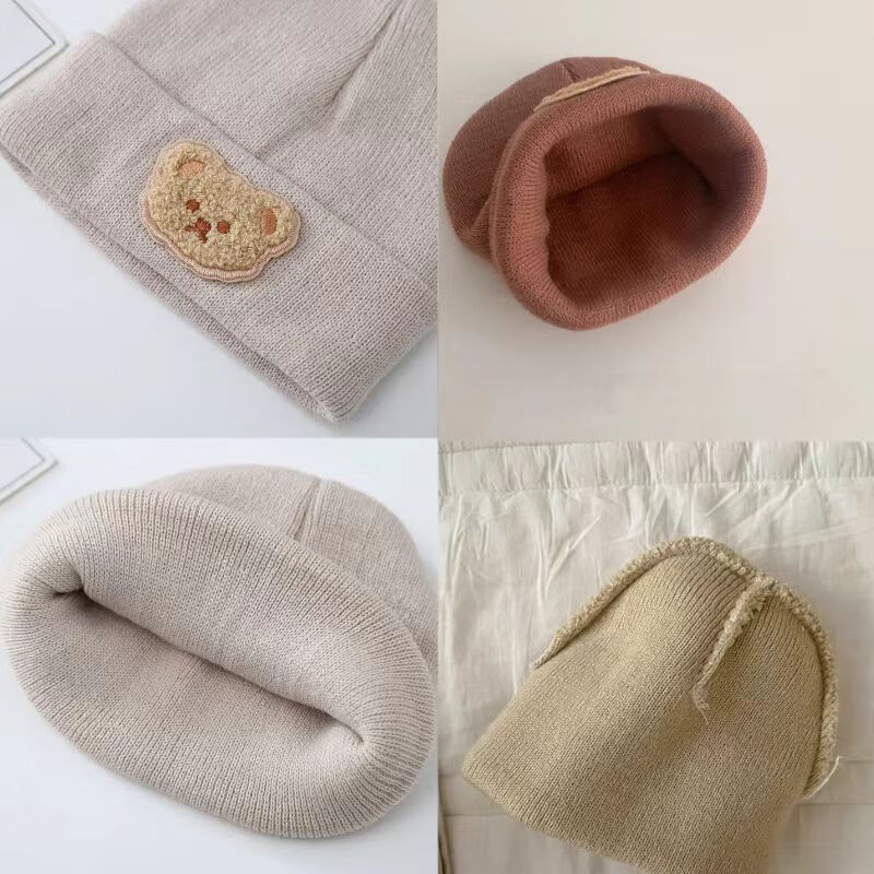 彩虹房子春秋男女宝宝儿童帽胎帽合集 小熊帽浅咖色适用头围38~45cm