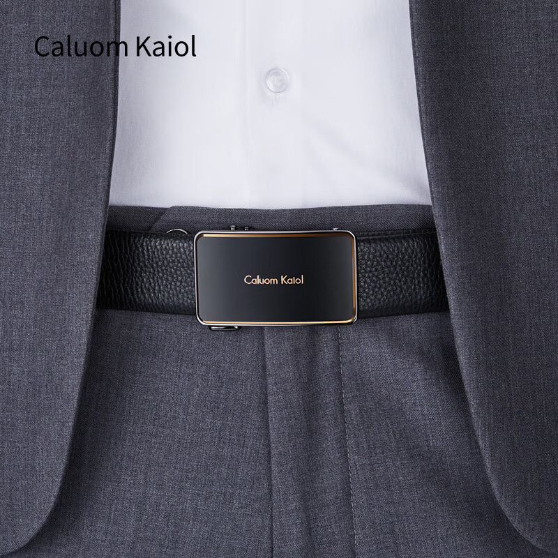 Caluom Kaiol品牌皮带男真皮男士腰带牛皮自动扣商务裤带新年礼物送男友老公 【专柜礼盒】8036A/内穿式 110cm -130cm默认随机（可修剪）需要其他尺码联系客服