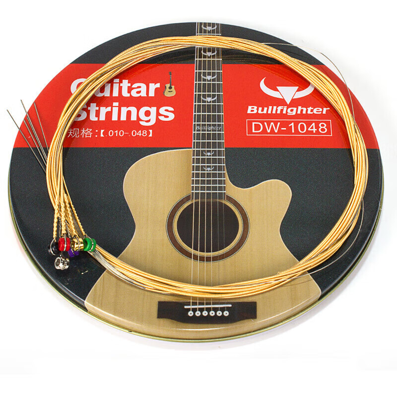 斗牛士（Bullfighter） 民謠吉他木吉他琴弦鍍膜高碳鋼芯吉他套弦6根弦吉他配件 民謠吉他弦DW-1048鐵盒裝